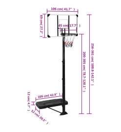 Support de basket-ball Transparent 256-361 cm Polycarbonate