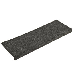 Tapis d'escalier 15 pcs 65x21x4 cm Gris et noir