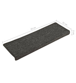 Tapis d'escalier 15 pcs 65x21x4 cm Gris et noir