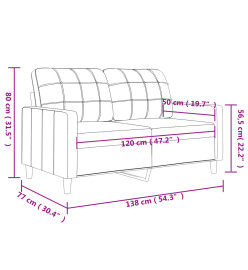 Canapé à 2 places Crème 120 cm Tissu