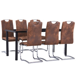 Ensemble de salle à manger 7 pcs Similicuir daim Marron