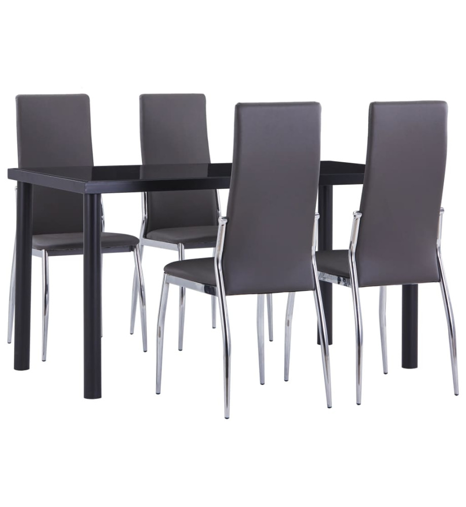 Ensemble de salle à manger 5 pcs Similicuir Gris