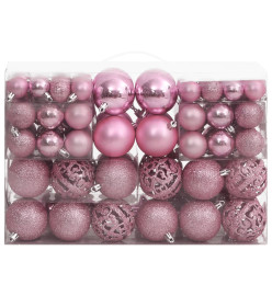 Ensemble de boules de Noël 111 pièces rose polystyrène