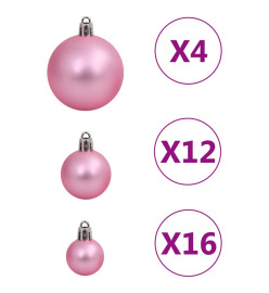 Ensemble de boules de Noël 111 pièces rose polystyrène