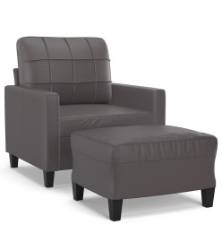 Fauteuil avec repose-pied Gris 60 cm Similicuir