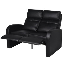 Fauteuil inclinable deux pièces 2+3 places cuir artificiel noir