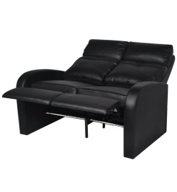 Fauteuil inclinable deux pièces 2+3 places cuir artificiel noir