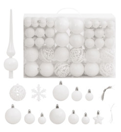 Ensemble de boules de Noël 111 pièces blanc polystyrène