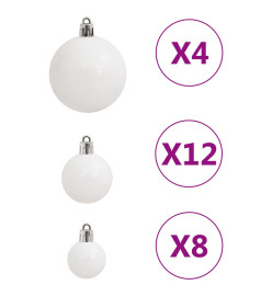 Ensemble de boules de Noël 111 pièces blanc polystyrène