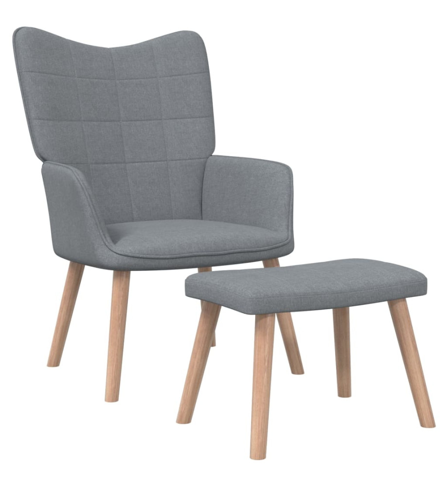 Chaise de relaxation avec tabouret Gris clair Tissu