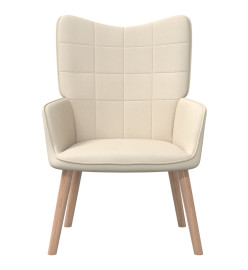 Chaise de relaxation avec tabouret Crème Tissu