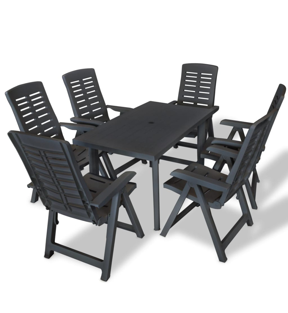 Mobilier à dîner d'extérieur 7 pcs Plastique Anthracite