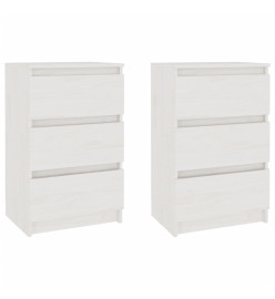 Tables de chevet 2 pcs Blanc 40x29,5x64 cm Bois de pin solide