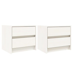 Tables de chevet 2 pcs blanc 40x31x35,5 cm bois de pin massif