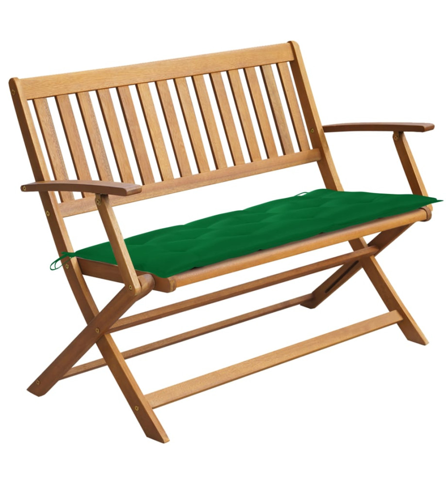 Banc de jardin avec coussin 120 cm Bois d'acacia massif