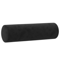 Coussins décoratifs 2 pcs Noir Ø15x50 cm Velours