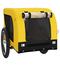 Remorque de vélo pour chien jaune et noir tissu oxford et fer