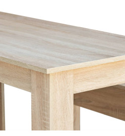 Table de salle à manger et bancs 3 pcs Aggloméré Chêne