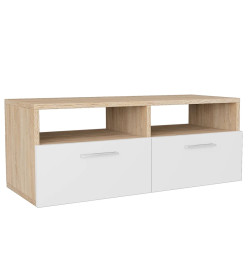 Meuble TV 2 pcs Aggloméré 95 x 35 x 36 cm Chêne et blanc