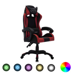 Fauteuil de jeux vidéo avec LED RVB Bordeaux et noir Similicuir