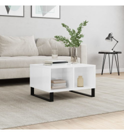 Table basse Blanc brillant 60x50x36,5 cm Bois d'ingénierie