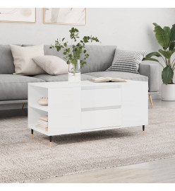 Table basse blanc brillant 102x44,5x50 cm bois d'ingénierie