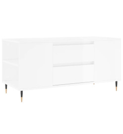Table basse blanc brillant 102x44,5x50 cm bois d'ingénierie
