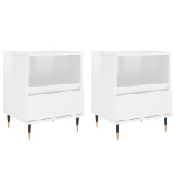 Tables de chevet 2 pcs blanc brillant 40x35x50 cm