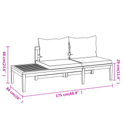 Salon de jardin 4 pcs avec coussins blanc crème Bois d'acacia