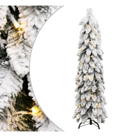 Sapin de Noël artificiel pré-éclairé avec 80 LED/neige floquée