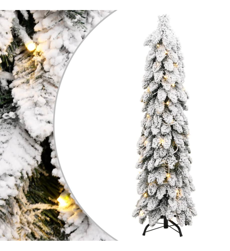 Sapin de Noël artificiel pré-éclairé avec 80 LED/neige floquée