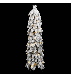 Sapin de Noël artificiel pré-éclairé avec 80 LED/neige floquée