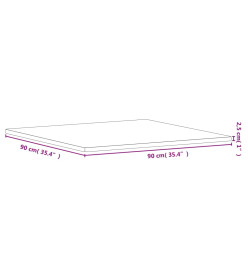 Dessus de table 90x90x2,5 cm carré bois massif de hêtre