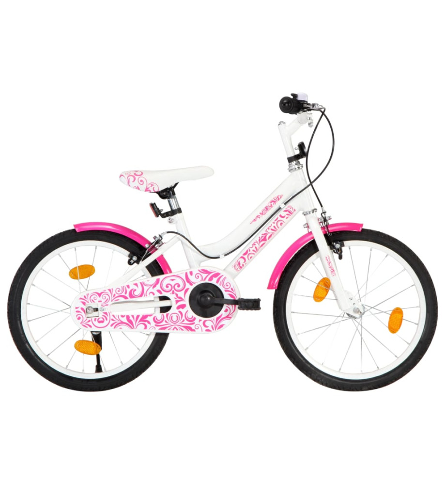 Vélo pour enfants 18 pouces Rose et blanc