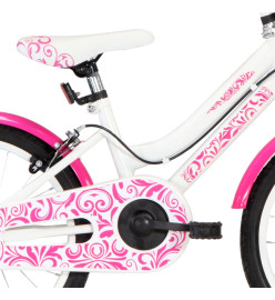 Vélo pour enfants 18 pouces Rose et blanc