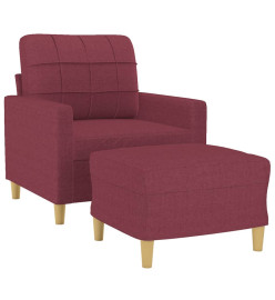 Fauteuil avec repose-pied Rouge bordeaux 60 cm Tissu