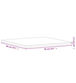 Dessus de table 50x50x1,5 cm carré bois massif de hêtre