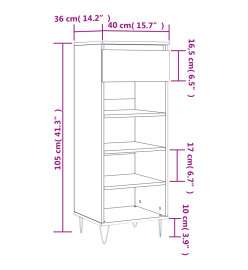 Armoire à chaussures Sonoma gris 40x36x105 cm Bois d'ingénierie