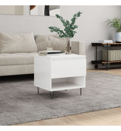 Table basse blanc brillant 50x46x50 cm bois d'ingénierie