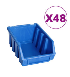 Kit de bacs de stockage et panneaux muraux 128 pcs Bleu et noir