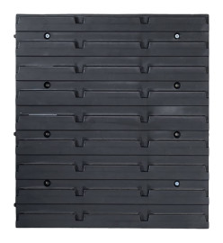 Kit de bacs de stockage et panneaux muraux 128 pcs Bleu et noir