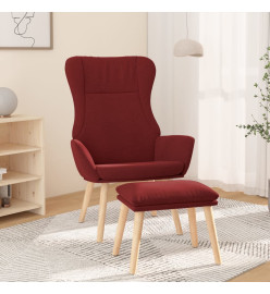 Chaise de relaxation avec repose-pied Rouge bordeaux Tissu