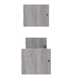 Étagères murales avec barres 2 pcs sonoma gris 60x16x14 cm