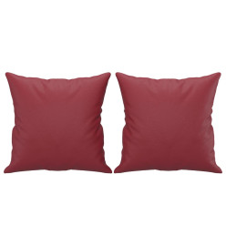 Ensemble de canapés 3 pcs et coussins rouge bordeaux similicuir