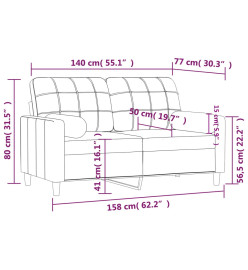 Canapé 2 places avec oreillers jaune clair 140 cm tissu