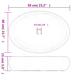 Vasque à poser multicolore ovale 59x40x15 cm céramique
