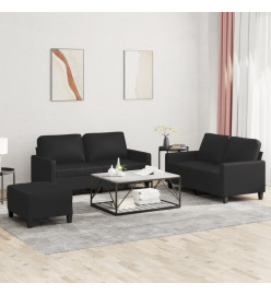 Ensemble de canapés 3 pcs avec coussins Noir Similicuir