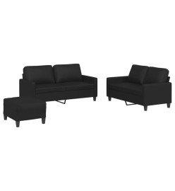 Ensemble de canapés 3 pcs avec coussins Noir Similicuir