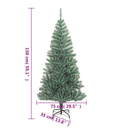 Sapin de Noël artificiel avec neige floquée vert 150 cm