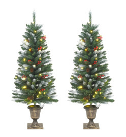 Sapins de Noël artificiels 2 pcs 100 LED vert et blanc 120 cm